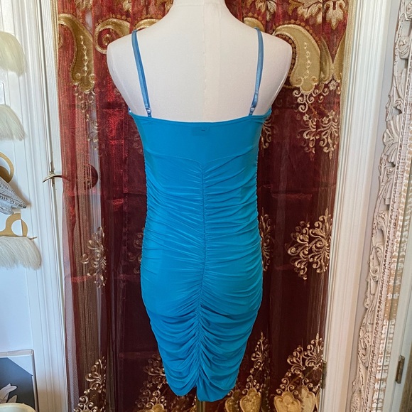 Seduction Blue Ruched Mini Dress - Picture 8 of 12
